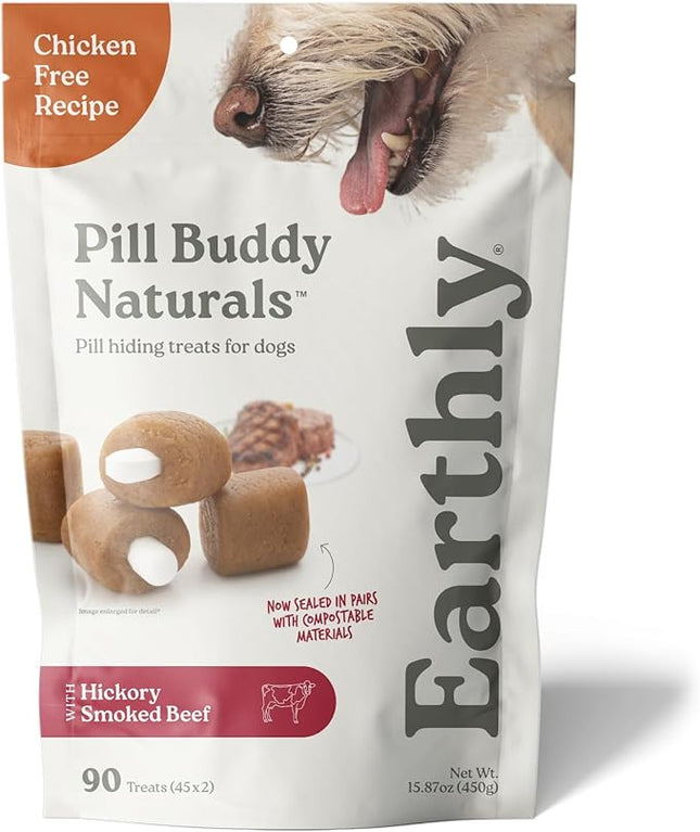 Earthly Pill Buddy Naturals - Beef Recipe Pill Hiding Treats for Dogs - Make A Perfect Pill Concealing Pocket Or Pouch for Any Size Medication - 90 Servings