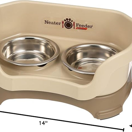 Neater Feeder Deluxe Mess Proof Cat Bowls Elevated for All Breeds – Made in USA – No Spill Raised Bowls for Indoor Cats – Stainless Steel Food and Water Bowl Set, Pet Dish Feeding Station, Cappuccino