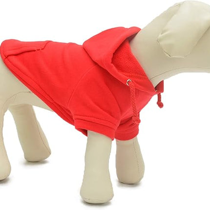 Lovelonglong Blank Basic Hoodie Sweatshirt for Dogs 100% Cotton Fits Small Medium Dachshund Large Dog Red S