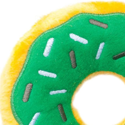 ZippyPaws Donutz - No Stuffing Dog Toys to Keep Them Busy, for Small and Medium Dogs, Squeaky Pet Toy for Boredom, Unstuffed Chew Toy, Soft Plush Puppy Products, Funny Food Toy - Mint Chip Donut