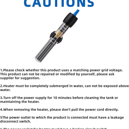 FREESEA 50 Watt Aquarium Submersible Betta Heater with Aquarium Submersible Thermometer