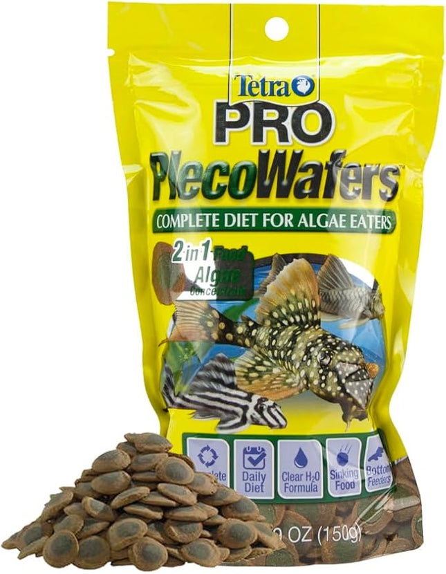 Tetra PRO PlecoWafers 5.29 Ounces, Nutritionally Balanced Vegetarian Fish Food for Bottom Feeders, Concentrated Algae Center