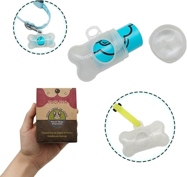 Dog Poop Pickup Bags Holder Dispenser with Standard-Sized Leak-Proof Scented Doggy Waste Bags and Carabiner with Safety Lock&Fastener Never Loose on Leash Lead Again (2 Holders 30 Bags, Clear)