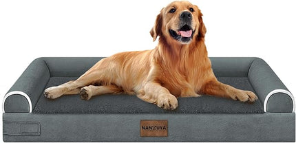 Large Dog Bed Orthopedic Washable: Beds Bolster XL Bed Big XLarge Dogs Memory Foam Couch Sofa Waterproof with Removable Cover - Dark Grey