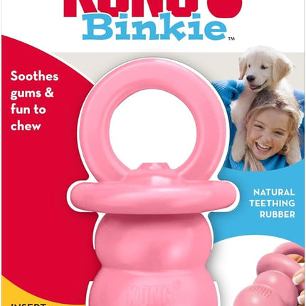 KONG Puppy Binkie - Pacifier Dog Toy for Puppies - Stuffable Treat Chew Toy for Treats - Durable Natural Rubber for Teething Puppy - for Medium Puppies - Pink