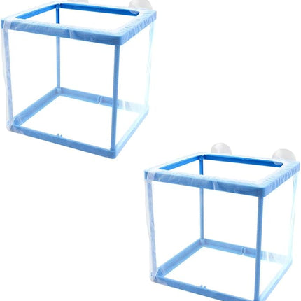 AQUANEAT Fish Tank Breeder 2 pcs Small Mesh Net Fry Saver Aquarium Spawn Hatchery Isolation with Suction Cups