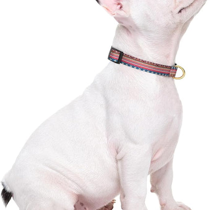 Rnivvi Dog Collar for Small Dogs, Cute Boho Heavy Duty Adjustable Puppy Collar with Quick Release Buckle for Girl & Female, Pet Accessories for Walking Running, XS Length 5/8" Width, Geometric