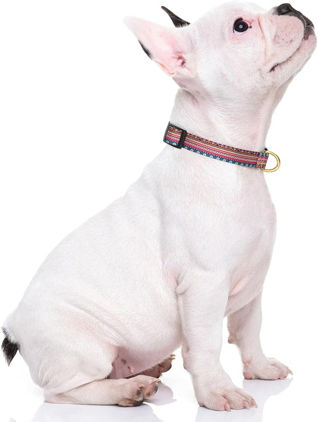 Rnivvi Dog Collar for Small Dogs, Cute Boho Heavy Duty Adjustable Puppy Collar with Quick Release Buckle for Girl & Female, Pet Accessories for Walking Running, XS Length 5/8" Width, Geometric