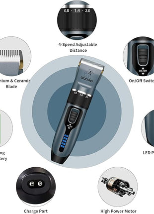 Cat Clippers, Professional Grooming Kit, Cordless Clippers for Thick Coats, Hair Trimmer, Low Noise Shaver Quiet Pet Tools Cats Dogs (Blue), 1.0 Count