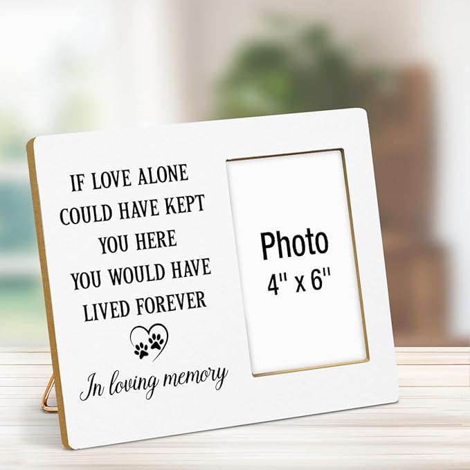 Dog Memorial Picture Frame, Pet Memorial Gifts for Loss of Dogs, Sympathy Gift for Dog, Cat Passed Away Bereavement Remembrance Wood Photo Frames, 4 x 6 Inch Photo