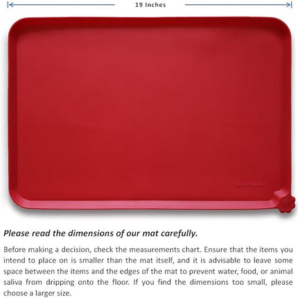 Hoki Found Silicone Pet Food Mats - Non Slip Dog Cat Bowl Mats - Classic Red