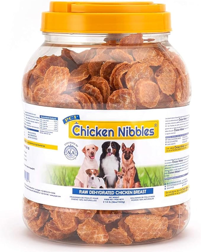 Pet Center Inc. (PCI) Chicken Nibble Dog Treats, 2.25lb. – 100% Real Raw Dehydrated Chicken Breast Bites for Small, Medium & Large Dogs