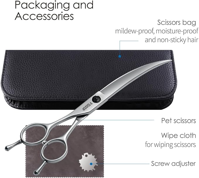 Professional Left Handed Curved Dog Grooming Scissors for Lefty Groomers 35° Arc Grooming Shears for Dogs Pet Cat Japanese 440C Sharp and Durable(7.0 in,Lefty)
