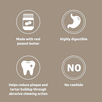 Amazon Brand - Wonder Bound Peanut Butter Flavor Rawhide Free Twists Dog Treats, Long-Lasting, Easily Digestible Dental Health Chews, 55 Count, 12 Ounces (Pack of 2)