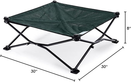 Coolaroo On-The-Go Elevated Dog Bed - Foldable Pop-Up Travel Dog Bed with Breathable, Moisture-Resistant Fabric, Carry Bag Included, Lightweight & Portable, Brunswick Green, Medium