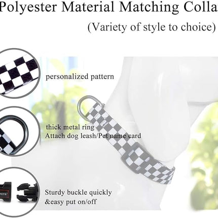 Roses&Poetry Dog Collar and Leash for Small,Adjustable Durable 5ft Puppy Leash Collar for Dog Training Lead（Black & White-S）