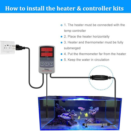 hygger Pinpoint Saltwater Aquarium Heater with Digital Thermostat IC Temp Controller, Titanium Tube Submersible Fish Tank Heater for Coral Reef 500 Watt