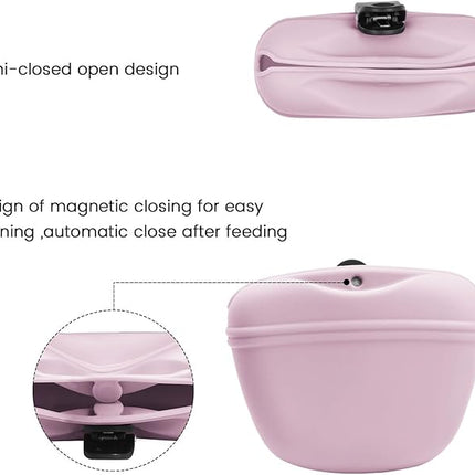 AUDWUD Silicone Dog Treat Pouch,With Dog Training Clicker,Clip on Portable Training Container,Convenient Magnetic Buckle Closing and Upgraded Waist Clip for Enhanced Stability
