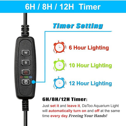 Aquarium Light Small LED Clip Light for Fish Tank 7W with Timer&Dimmer, 1 Yr Warranty