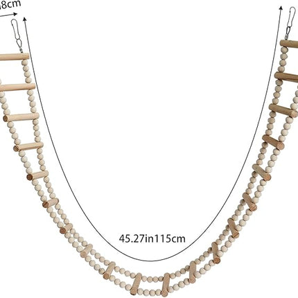 Bird Ladder Bridge, Wooden Pet Hamster Climbing & Swing Toys, Cage Accessories for Birds Rats Parrots Hamster Squirrel Sugar Gliders Parakeets Cockatiels - 20 Steps - 45.3 x 3.14 Inch