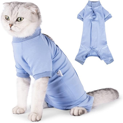 LIANZIMAU Cat Surgical Recovery Suit Professional for Male Female Dog Abdominal Wounds Cone E-Collar Alternative Anti-Licking Pet Surgical Recovery Pajama Suit Soft Fabric Onesie for Cats