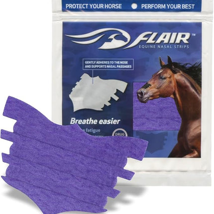 FLAIR Equine Nasal Strips for Horses (Purple, 6 Pack), Adhesive Equine Nasal Strips & Support, Breathing Aids for Training Horses, Equine Health Supplies, Breathing Aid