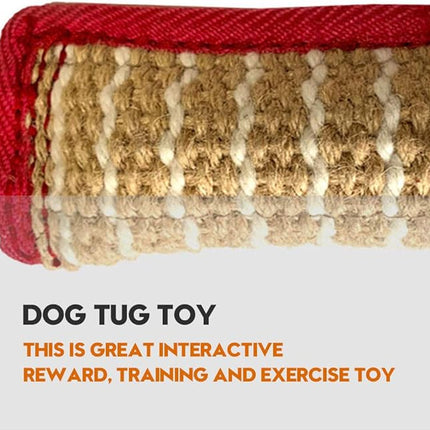 Dog Tug Toy, Dog Bite Jute Pillow Pull Toy with 2 Strong Handles, Perfect for Tug of War, Puppy Training Interactive Play, Bite Training Toys for Medium to Large Dogs (Pink Yellow)