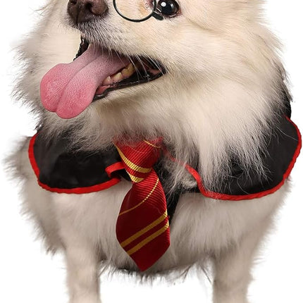 Halloween Dog Costume Pet Wizard Shirt Cat Soft Clothes for Dogs Cats Soft Hoodies with Glasses (Large)