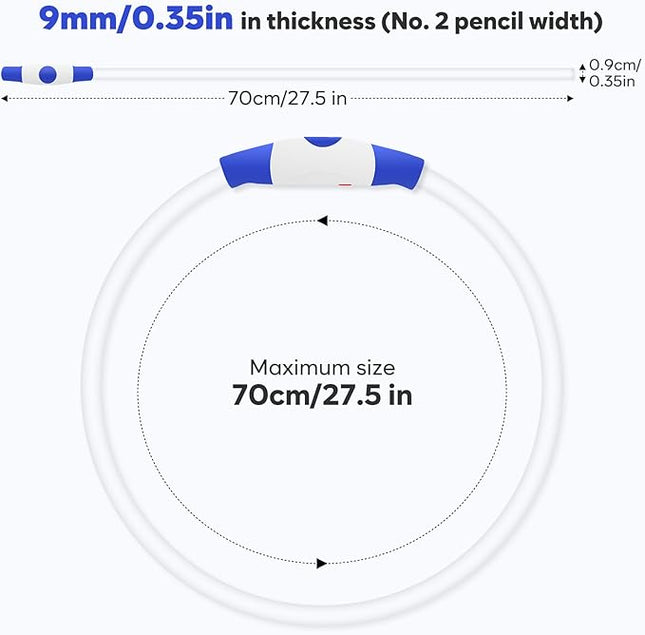 Light Up Dog Collar - Waterproof LED Dog Collar Rechargeble, TPU Cuttable Glow in The Dark Safety Dog Lights for Night Walking(Blue)