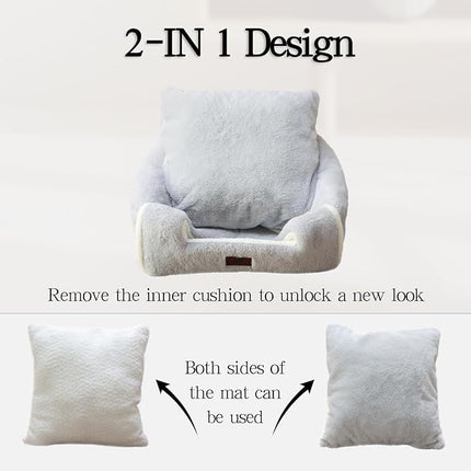 Large Cat Bed for Indoor Cats - Cat House Cats Tent with Removable Washable Cushioned Pillow, Soft and Self Kitten beds,Pet Bed, Grey,17.5inches