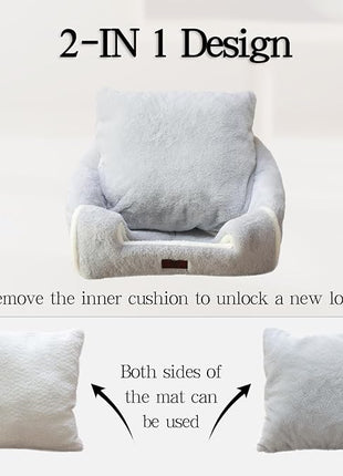 Cat Bed for Indoor Cats - Cat House Cats Tent with Removable Washable Cushioned Pillow, Soft and Self Kitten beds,Pet Bed, Grey,15inches