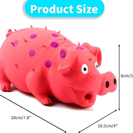 3-Pack Squeaky Pig Dog Toys - Durable Rubber Chew Toys with Oinking & Grunting Sounds for Small, Medium & Large Dogs - Interactive Latex Puppy Toy Set