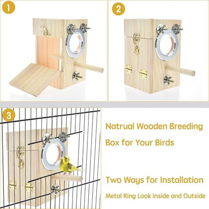 Bird Nest Box Parakeet Breeding Nest Box Bird Nest House Wooden Acrylic Transparent Breeding Box for Finch Lovebirds Cockatiel Budgie Conure Parrot
