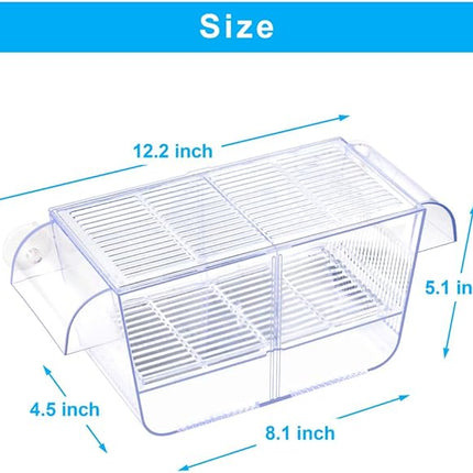 Fish Breeding Box Aquarium Holding Tank Transparent Fish Isolation Box Acclimation Hatchery Incubator Breeder for Betta Shrimp Clownfish Guppy Large