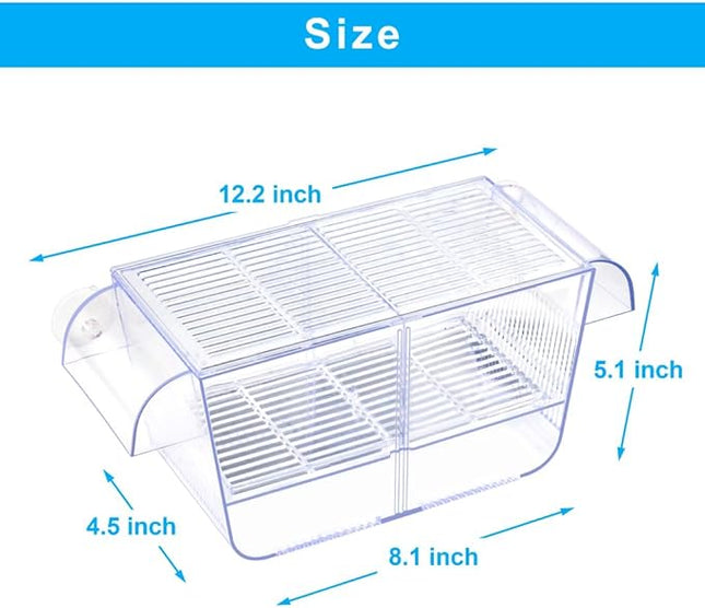 Fish Breeding Box Aquarium Holding Tank Transparent Fish Isolation Box Acclimation Hatchery Incubator Breeder for Betta Shrimp Clownfish Guppy Large