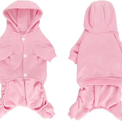 LifeWheel Dog Hoodie, Pet Jumpsuit Fleece Sweatshirt with Buttons, Clothes, Cold Weather Coats, Pajamas, Winter Warm Cotton Puppy Hoodie 4 Legs Clothes for Small Medium Large Dogs Cats Boy Girl