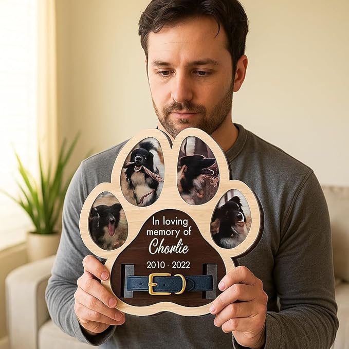 Nazenti Pet Bereavement Collar Frame, Custom Dog or Cat Memorial Frame with Pets Name, Sympathy Keepsake for Cat Loss, Pet Memorial Gift for Grieving Owners, Loss Of Dog Sympathy Gift