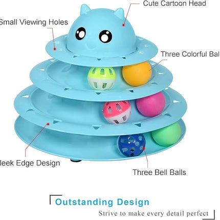 UPSKY Cat Toy Roller 3-Level Turntable Cat Toys Balls with Six Colorful Balls Interactive Kitten Fun Mental Physical Exercise Puzzle Kitten Toys.
