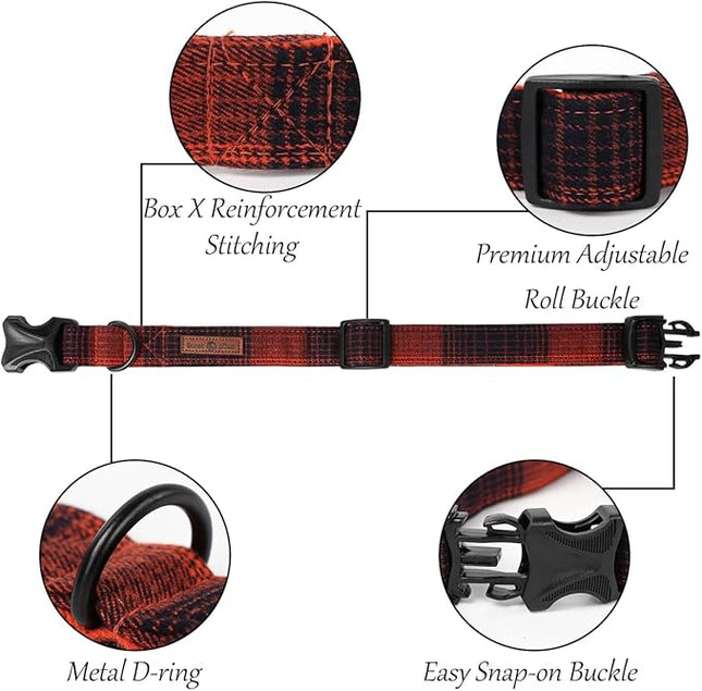 Lionet Paws Gird Dog Collar with Plastic Buckle, Cotton Fall Winter Bowtie Collar, Light Adjustable Collars for Small Medium Large Dogs