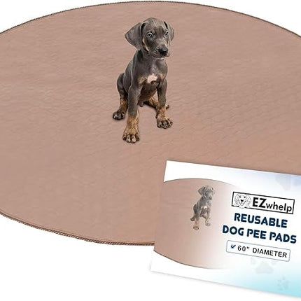 EZwhelp Reusable Dog Pee Pad, Washable Waterproof Mat for Dog Potty Training or Whelping Pad, Round, 60 Inch