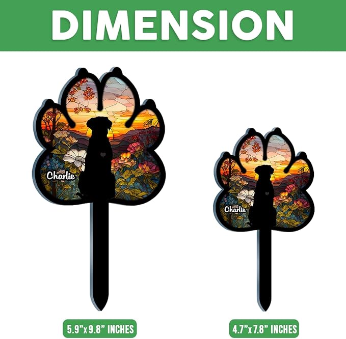 Pawfect House Custom Stain Glass Style Acrylic Garden Stake, Personalized Pet Memorial Gifts for Dogs, Love Knows No Goodbye, Loss of Pet Sympathy Gift Dog, Pets Loss Gifts, in Memory of Dog