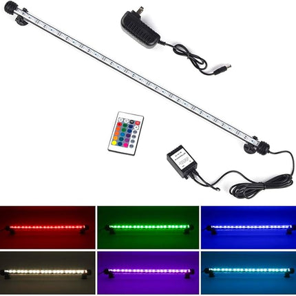 LED Aquarium Lights Fish Tank Light Underwater RGB Color Changing Brightness Adjustable Memory IP68 Waterproof Submersible LED Light Strip bar for Fish Tank, 27 inch