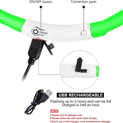 Light Up Dog Collar, Rechargeable Glowing Dog Collar, Light Dog Collar for Night Walking with 1640 FT of Visibility - Brightest LED Dog Collar Light, 3 Flashing Modes, Keeps Your Pets Safe in The Dark