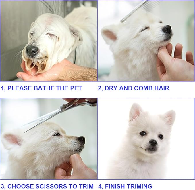 Professional 6 in1 Dog Grooming Scissors Kit, Titanium Coated Dog Scissors for Grooming, Grooming Shears Kit for Dogs Cat Pet At Home