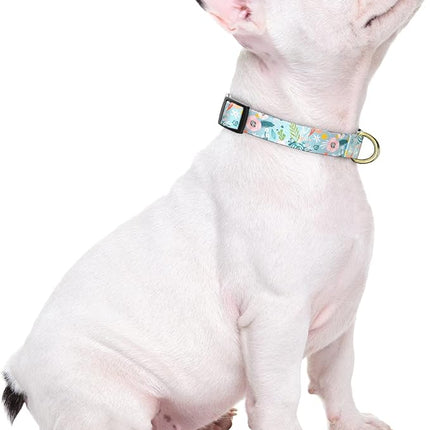 Rnivvi Dog Collar for Small Dogs, Cute Floral Heavy Duty Adjustable Puppy Collar with Quick Release Buckle for Boy Girl & Female, Pet Accessories for Walking Running, XS Length 5/8" Width, Blue