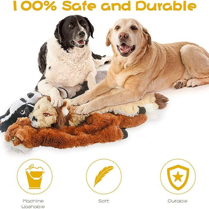 Dog Squeak Toys, No Stuffing Plush Dogs Chew Toy Bundle for Small Medium Large Breed Chewer Tough Durable Squeaky Pet Fetch Puppy Teething Chewing Interactive to Keep Them Busy Best Birthday Gift