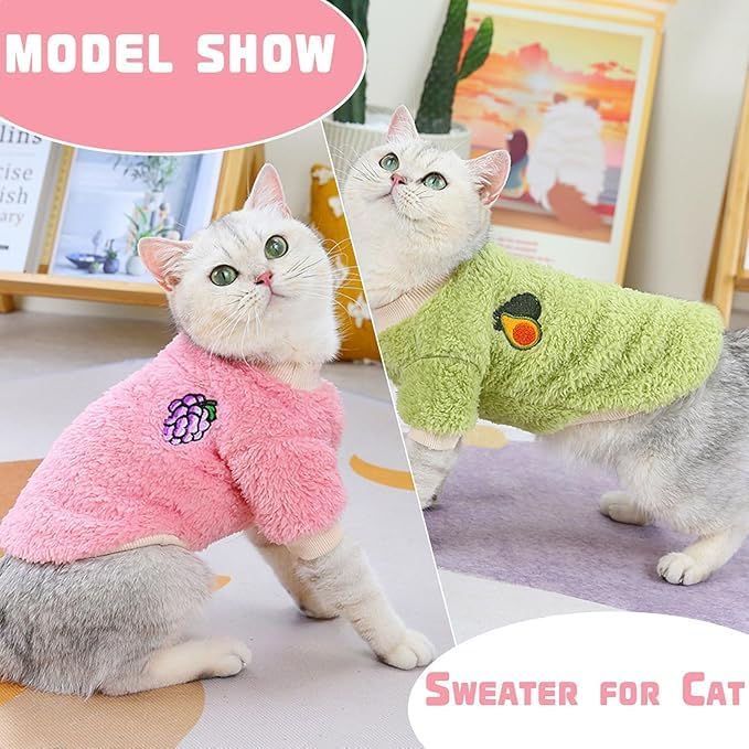 2 Pieces Dog Sweaters for Small Dogs Girl Sweater Winter Warm Puppy Clothes Fleece Chihuahua Sweater Cute X-Small Dog Clothes for Girls Cat Clothes XXL