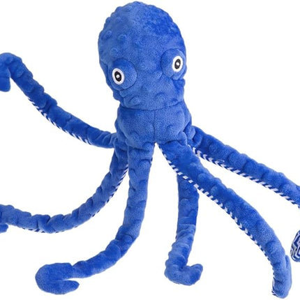 EXPAWLORER Octopus Dog Toy - Long Dog Squeaky Toys Puppy Birthday Gift Soft Stuffed Chew Toy, Crinkle Paper and Built-in Squeaker Durable Interactive Plush Toy for Small Medium Large Dogs, Blue
