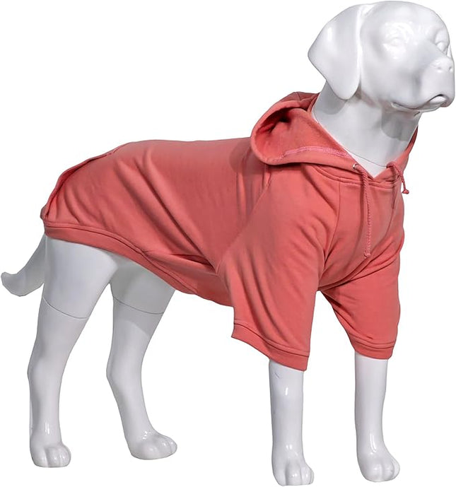 Lovelonglong Blank Basic Hoodie Sweatshirt for Dogs 100% Cotton Fits Small Medium Dachshund Large Dog Lotus-Pink D-S