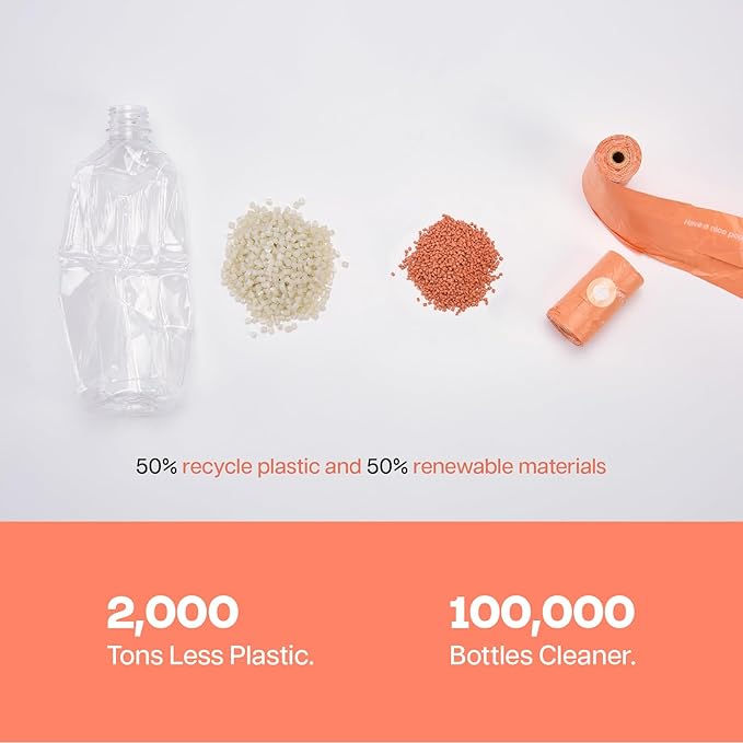 Dog Poop Bags with Handles 60 Rolls 720 Counts Big Sizes Leak Proof and Extra Thick Waste Bags Refill Rolls for Walking Small Medium Large Dogs Cats Litter With 2 Dispensers Peach Scented